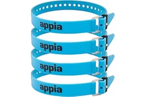 Appia Straps Lot de 4 sangles d'arrimage en TPU avec boucle en aluminium inoxydable Bleu 50 cm