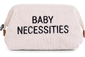 Childhome Trousse De Toilette Bébé/Enfant, Pochette Toilette, Déperlante, Spacieuse, Fermeture Glissière, Baby Necessities, Teddy Ecru
