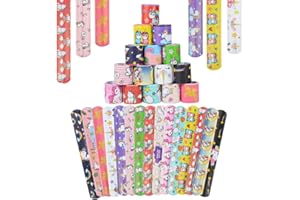 HOUSTAR Bracelet Enfant Bracelets à Claquer, 30 Pcs Anniversaire Slap Bracelets pour l'anniversaire Anniversaire Enfant Parti Sac Remplisseurs Cadeau Party Favors pour Filles Garçons