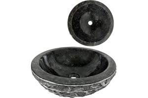 Lendo Online Lavandino Rotondo - Lavello - Lavabo Arredo Bagno Sanitari - 40x40x15 cm - in Marmo - Pietra naturale - Lucido - Solido e robusto (Nero)