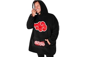 Naruto Koc z kapturem dla mężczyzn i nastolatków - przytulna polarowa bluza z kapturem oversize, jeden rozmiar, z podszewką sherpa, prezenty anime dla mężczyzn