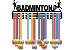 CREATCABIN Soporte para Medallas de Bádminton, Colgador de Medallas Deportivas, Soporte para Medallas, Estante de Hierro de Metal Negro, Organizador de Medallas de, Marco Montado En la 40x15 cm
