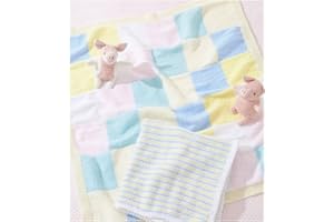 UKHKA Double Knit Knitting Pattern for Baby Blanket - Striped Squares Lace or Textured 246