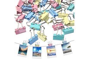 AURORAYER 110 Stück Foldback Klammern Metall, 15mm/19mm/25mm/32mm/40mm Farben Büroklammern Papierklammern für Büro, Schule