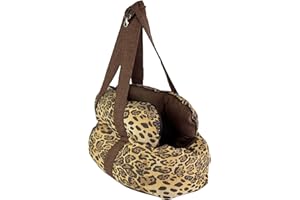 ARLANDA Sac de Marche pour Chiens de Petite Taille avec bandoulière Crochet Fermeture éclair et Collier de sécurité. Sac de Voyage pour Animaux de Compagnie Confortable et sûr (PANTERATO Marron)