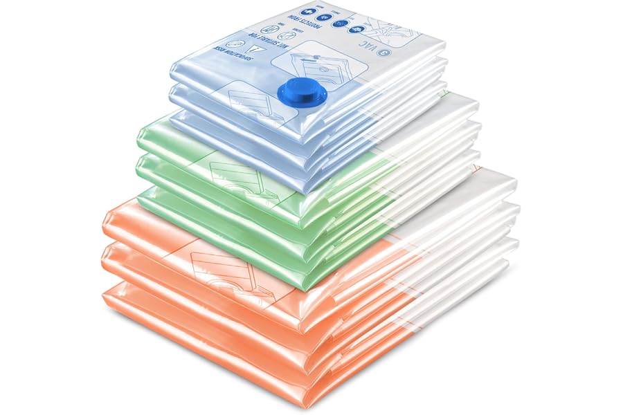STORAGE MASTER Space Saver Bags for Travel and Home Reusable Vacuum Storage Bags Save 80% More Storage Space Work with Vacuum Cleaner (9 Combo, No Pump Included)