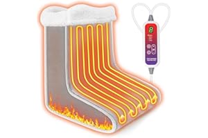 Qfun Calienta Pies Electrico, Calentamiento Rápido Calentador de Pies con 6 Niveles de Temperatura y 4 Temporizadore, Calientapiés Casa para Adultos con Forro Extraíble y Lavable, Apagado Automático