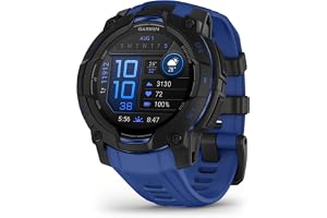 Instinct 3 Smartwatch, AMOLED, 45mm, Svart/Blå | AMOLED-display, robust utomhusdesign, inbyggd ficklampa, supernova kollektion färg i begränsad utgåva