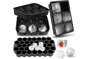 LAUFUNJOY Set De 3 Bac Glacon Silicone, Moules à Glaçons Bacs À Démoulage Facile Glaçons avec Couvercle Ice Cube Tray pour Whisky, Cocktail, Boissons, Bière, Glaçons aux Fruits DIY