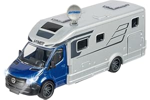 Majorette Grand 213773000 Hymer B-Class Kamper 19 cm, światło i dźwięk, metalowy samochód kempingowy diecast do zabawy na świeżym powietrzu, prezent dla dzieci od 3 lat