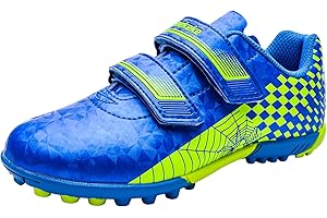 Saekeke Football Boots TF Unisex-Kids Boys & Girls Low-Top Lightweight Non-Slip Double Velcro Soccer Training Shoes SpyderⅠ