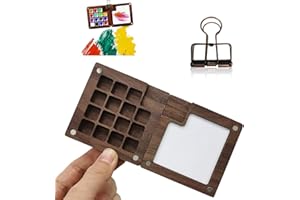 HJIAMA Tavolozza Acquerelli, 2 in 1 Tavolozza per Dipingere, Noce Tavolozza per Acquerelli Portatile, con Clip, Tavolozza, Strumenti Pittura, per Scuole, Appassionati Pittura
