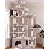 Heybly Cat Tree, 180 cm with Scratcher for Cats, Extra Stable Base, XL Platform, Large House, 2 Hammocks, Ideal for Large Bre