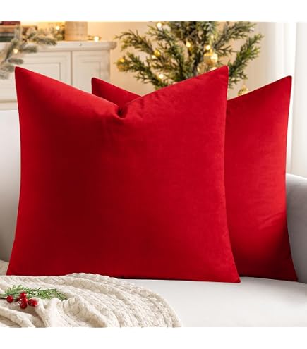 ORANIFUL Copricuscini Divano Set da 2 Fodere per Cuscini Tartan Quadrati Decorativi in Lino per Letto Décor Casa Auto 60x60 cm (Rosso&Bianco, 2 Pezzi