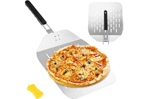 ZAWAER Pelle à Pizza perforée inox professionnelle, 30 x 35 cm, support stable pour four et barbecue