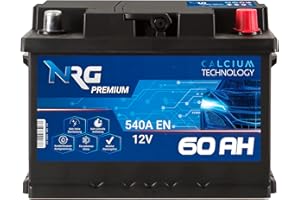 NRG Premium Autobatterie 12V 60Ah 540A/EN Starterbatterie ersetzt 53AH 54AH 55AH 56AH 61AH 62AH Batterie