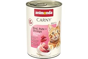 ANIMONDA CARNY Nourriture pour chat GranCarno Adult d’animonda, nourriture humide pour chat adulte, bœuf, dinde + crevettes, 6 x 400 g