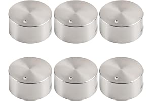 QHGPNT 6 Silver Cooker Knobs, Universal Gas Hob Knobs for Ovens and Stoves, 6mm Metal Replacement Dials, Round Switch Knob, Kitchen Switch Replacement Parts