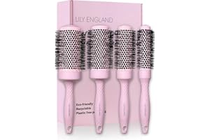 Professionnelle Brosse Ronde Brushing Ensemble de Brosses à Cheveux Rondes pour Femme – Brosses Rondes Recyclables pour le Brushing, Lily England, Rose