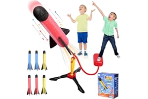 Vykor Toy Rocket Launcher for Kids， Fun Outdoor Garden Games for Children with Toy Air Rocket Launcher and 6 Foam Rockets，Gift for Boys Girl Toys Age 3 4 5 6 7 8 9+ Child Birthday Gift
