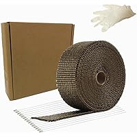 ZHUBANG Hitzeschutzband Auspuffband 15M mit 15 Kabelbinder aus Metall für Motorrad Auspuff Auto KFZ