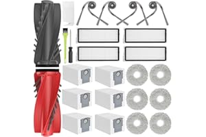 RUKHOOL Qrevo S5V Zubehör für Roborock Qrevo Curv S5X/ Qrevo Edge S5A/ Qrevo Edge/Qrevo Curv Ersatzteile Zubehörset Accessories 6 Staubbeutel 2 Hauptbürsten 4 Hepa Filter 6 Wischpads 4 Seitenbürsten