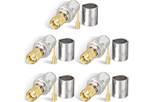 Superbat Connettori SMA 5 Pezzi RPMaschio Diritto a Crimpare Basse Perdite per Cavo Coassiale LMR400 RG8 RG213