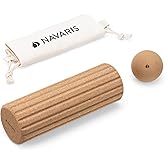 Navaris Cork Massage Roller Ball Set (2 Pieces) - Includes Cork Roller 30cm and Cork Massage Ball 8cm - Rollers for Back and 