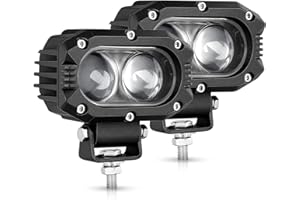 BraveWAY Phares de Travail Longue 4 Pouces 80W 9600LM Projecteur Portee Led 4x4 Antibrouillard Feux Additionnel Barre pour Moto, Voiture, Tracteur, Camion, SUV, Bâteau, Caravane