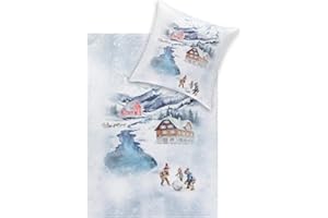 ‎ESTELLA ESTELLA Kuschelflanell Bettwäsche Mountain Lake Silber