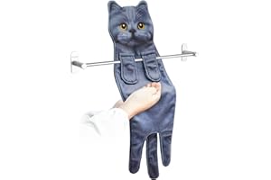PAT JUUMG Serviette sèche pour les mains, serviette pour les mains, séchage rapide, serviettes absorbantes pour chat,serviette pour animaux mignons,serviettes pour la cuisine et la salle de bain(Bleu)
