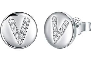J.Endéar Earrings Initial Letter A-Z for Women Girls 925 Sterling Silver Hypoallergenic Tiny Studs, Jewelry Birthday Children's Day Gifts for Kids Daughter