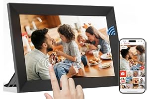 TIBUTA Frameo Cadre photo numérique WiFi 10,1", écran tactile HD IPS 1280 x 800, mémoire de 32 Go, rotation automatique, montage mural, partagez instantanément des moments via l'application Frameo depuis