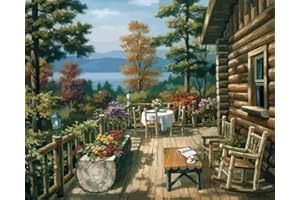 KAIETEUR Painting by Number Kits for Adult, DIY Canvas Paint by Number Kit for Kids Or Beginner with Paint Brushes Acrylic Pigment Drawing Paintwork 16x20inch Without Frame (Balcony Flower)