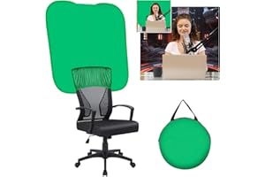 SRIMMIT Krzesło z zielonym ekranem, wysuwane przenośne tło Chromakey ze stojakiem, panel do nagrywania zdjęć i filmów, transmisji na żywo, powiększania, gier