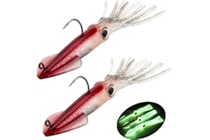 QualyQualy 2 Piezas Luminoso Cebos de Calamar Cebos de Vinilo 35g Pesca Camarones Señuelo Cebo de Calamar para Atún Sepia Pulpo