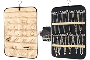 Oudizz Estante de almacenamiento de joyas colgantes en armario - estante de almacenamiento de pendientes de collar de polvo y estante de exhibición de almacenamiento de joyas 1 pieza, pequeño, negro