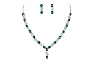 Clearine Parure Délicat Femme Forme-Y Bijoux Mariage Élégant Collier Boucles d'oreilles Pendant Ensemble Zircon Zirconium