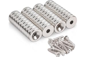 ‎MAGXCENE MAGXCENE 40 Stück Magnete Extra Stark, Neodym Magnete mit Loch 10x3 mm Senkungsdurchmesser 3 mm Klein Starke Magnet für Magnettafel Küchenschrank Kühlschrank Pinnwand Magnetboard Küche Büro