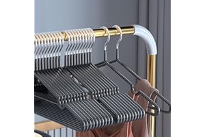 NIULAB Kleiderbügel Metall (40 cm) – 40 Stück Platzsparende Kleiderbügel für Erwachsene,0,4cm Dick, Belastbar mit Schwerer Kleidung,Bügel mit rutschfest Nut für Mäntel, Hosen (Schwarz)
