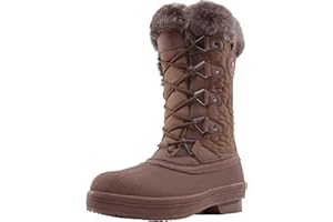 OutPro Damen Schnee Stiefel Winterstiefel Gefüttert Wasserdicht Warm Regenstiefel Mit Schnür-Reißverschlüssen Für Draußen