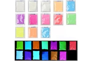 EHUIHUAN Poudre Lumineuse, 13 Couleurs Peinture Fluorescente Poudre Phosphorescente, Pigment de Resine Epoxy pour Nail, Peinture, Acrylique et Bricolage, Slime, 10g