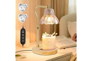 Axrye Vela Calentador Lámpara con Temporizador/Atenuador, Lámpara De Vela De Flores Calentador con 2 Bombillas, Regalo De Cumpleaños para Las Mujeres, Calentador De Fusión De Vela Ajustable En Altur