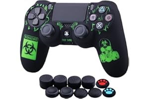 YoRHa Gravure Laser Housse Coques en Silicone Skin Cover (BH) pour PS4 Dualshock 4 Manette Slim/Pro x 1 avec Thumb Grips x 10