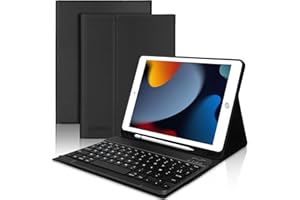 JADEMALL Custodia con Tastiera Italiano per iPad 10.2 9a/8a/7a Generazione 2021/2020/2019/iPad Air 3 2019/iPad Pro 10.5, QWERTY Magnetica Staccabile Bluetooth Cover con Portapenne per iPad 10.2, Nero
