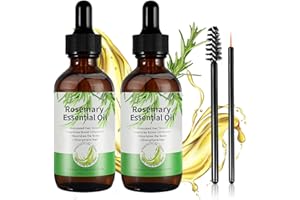 GOFLORDEN Rosmarinöl Haare, Rosmarinöl ätherisches öl für das Wachstum von Augenbrauen und Wimpern, Stimuliert das Haarwachstum, Stärkt das Haar, Nährt die Kopfhaut, für Frauen und Männer, 2 * 60 ml