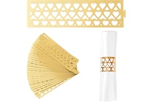 URROMA 50 pz oro foderato amore tovagliolo fibbia fibbia, oro riflettente a forma di cuore porta tovaglioli anelli per cena festa celebrazione tavolo decorazione