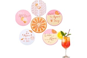 GRÜNARA 6 Stück Aperol Untersetzer – Lustige Getränkeuntersetzer mit Sprüchen – Geschenk für Aperol Liebhaber – Sommer Tischdeko– 10 x 10 cm