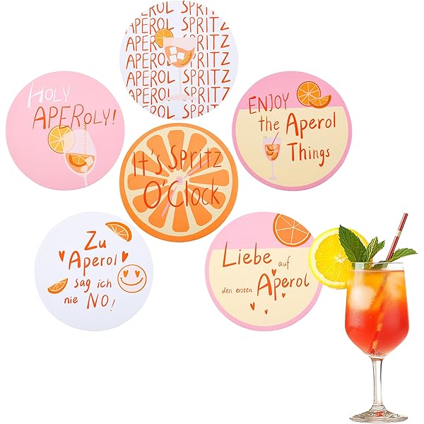 Sottobicchiere In Sughero Divertente 'Team Aperol' – 9,5x9,5 Cm, Antiscivolo, Resistente All'Umidità, Ideale Come Regalo