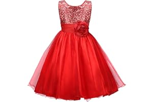Discoball Girls Princess Dress Sequin Tulle Flower Pageant Birthday Party Wedding Bridesmaid Girl Dresses for 3-12 Years